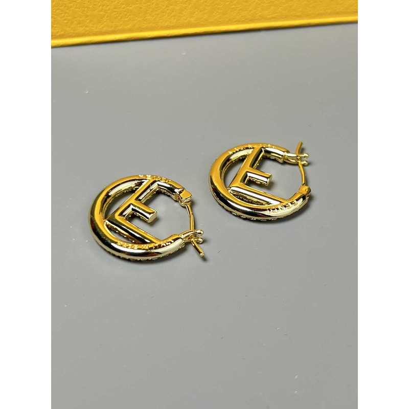 F**di hoop crystal earrings gold