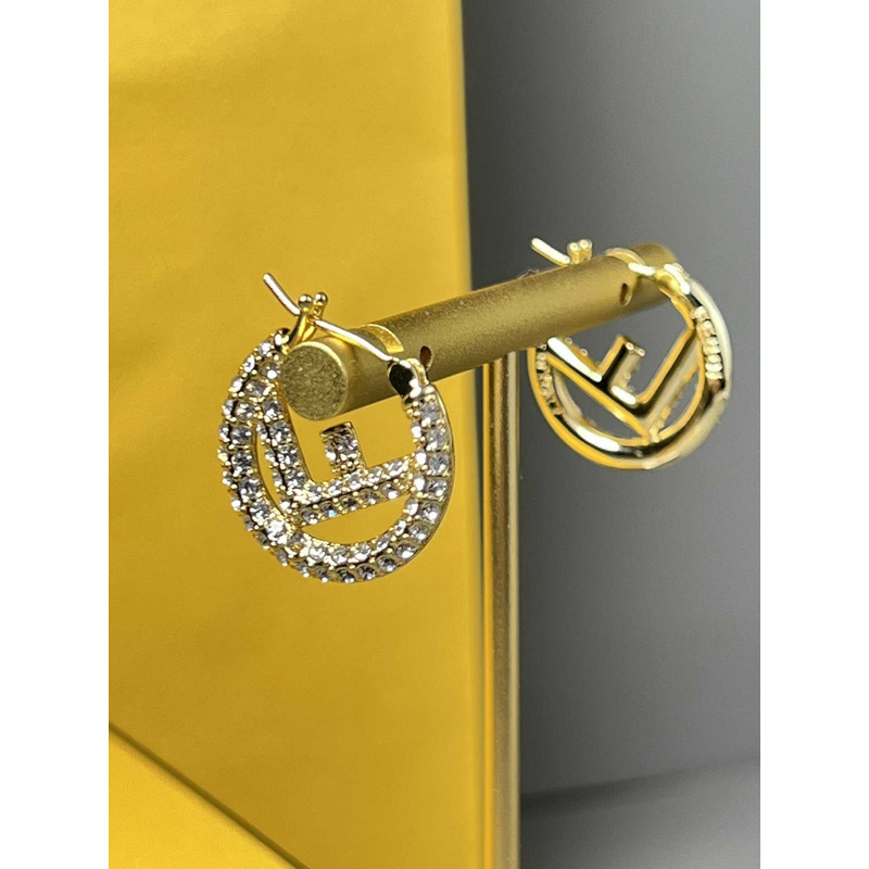 F**di hoop crystal earrings gold