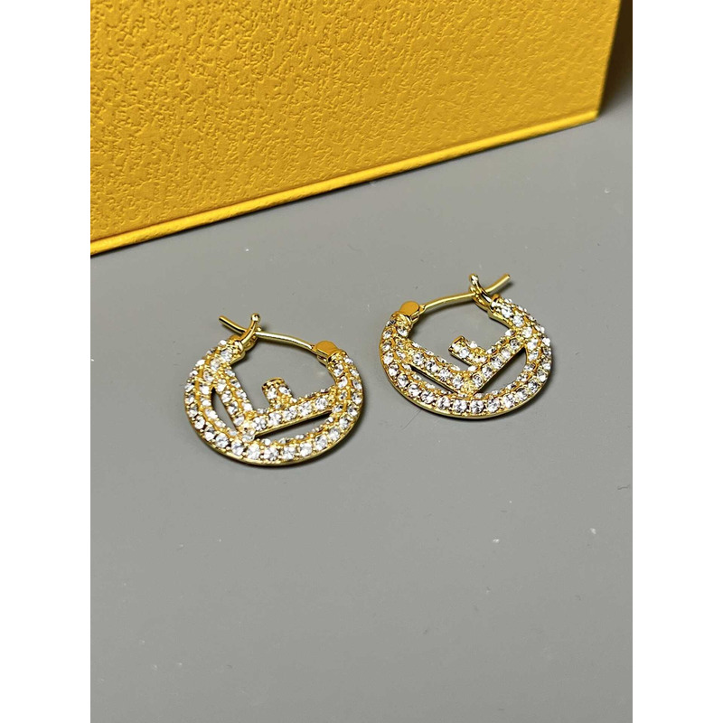 F**di hoop crystal earrings gold