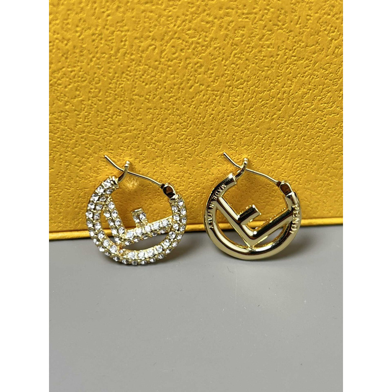 F**di hoop crystal earrings gold