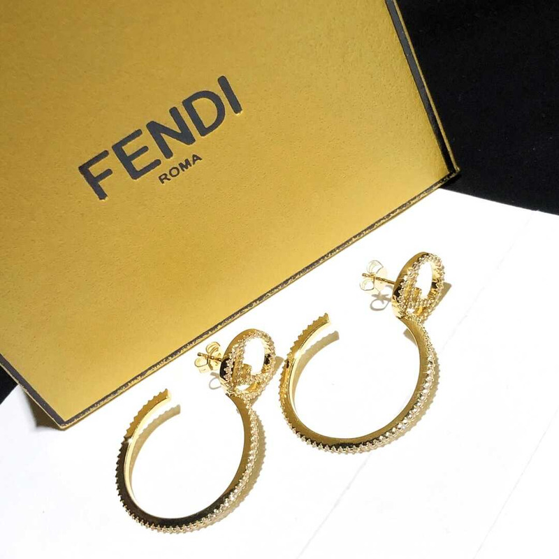 F**di crystal f hoop earrings gold