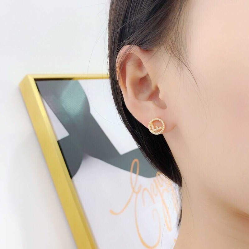 F**di f crystal earrings gold