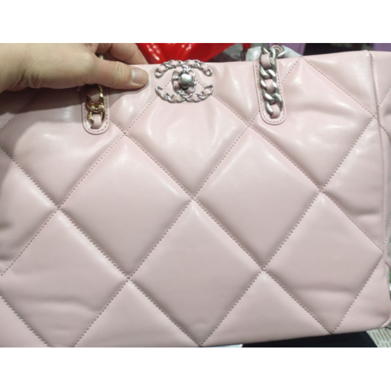 Ch*el 19 shopping bag pink