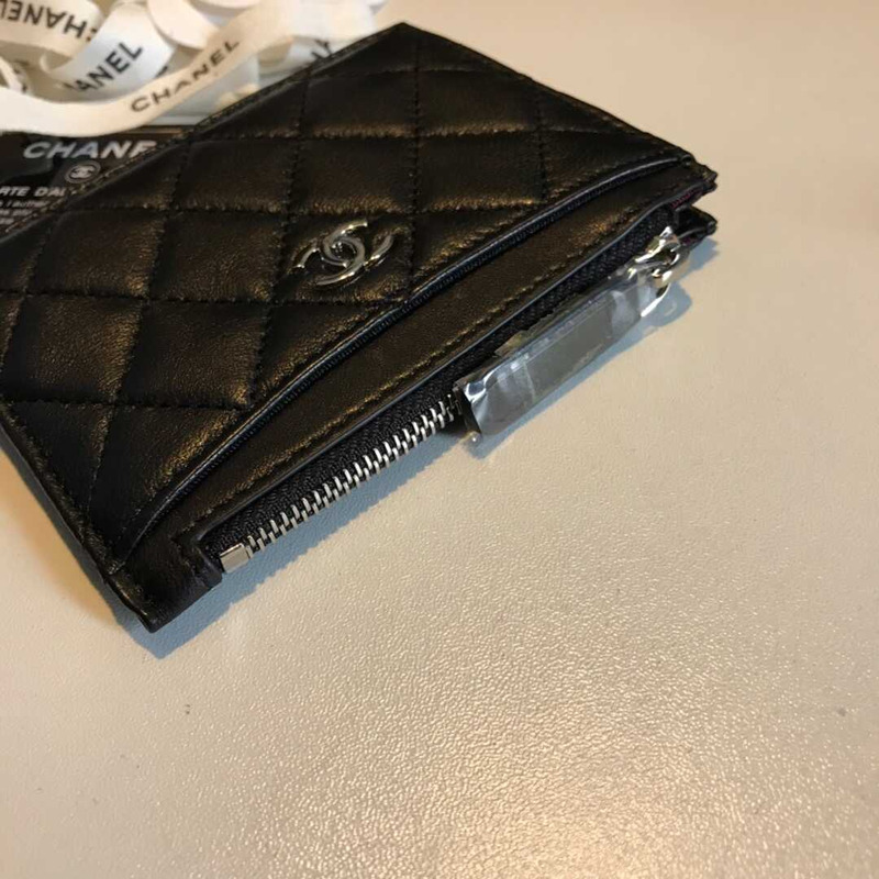 Ch*el card holder lambskin black