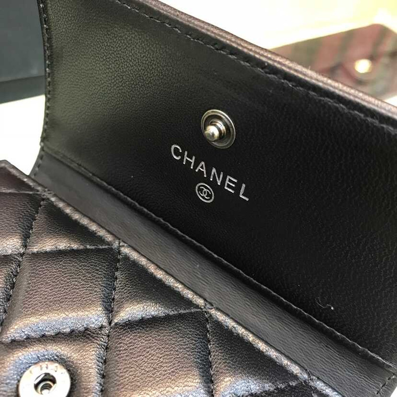 Ch*el boy Ch*el wallet lambskin black