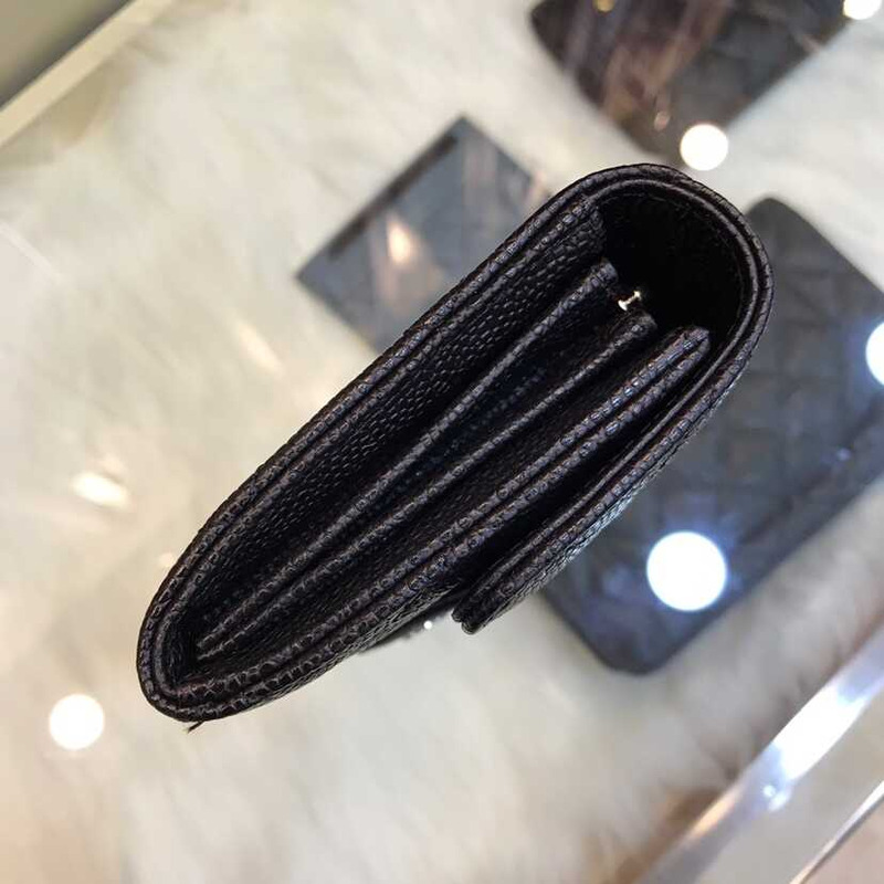 Ch*el caviar quilted large gusset flap wallet black