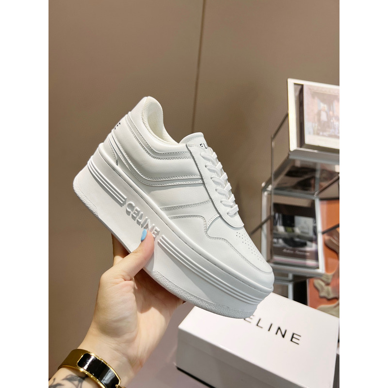 Ce**e  block sneakers with wedge outsole in calfskin optic white