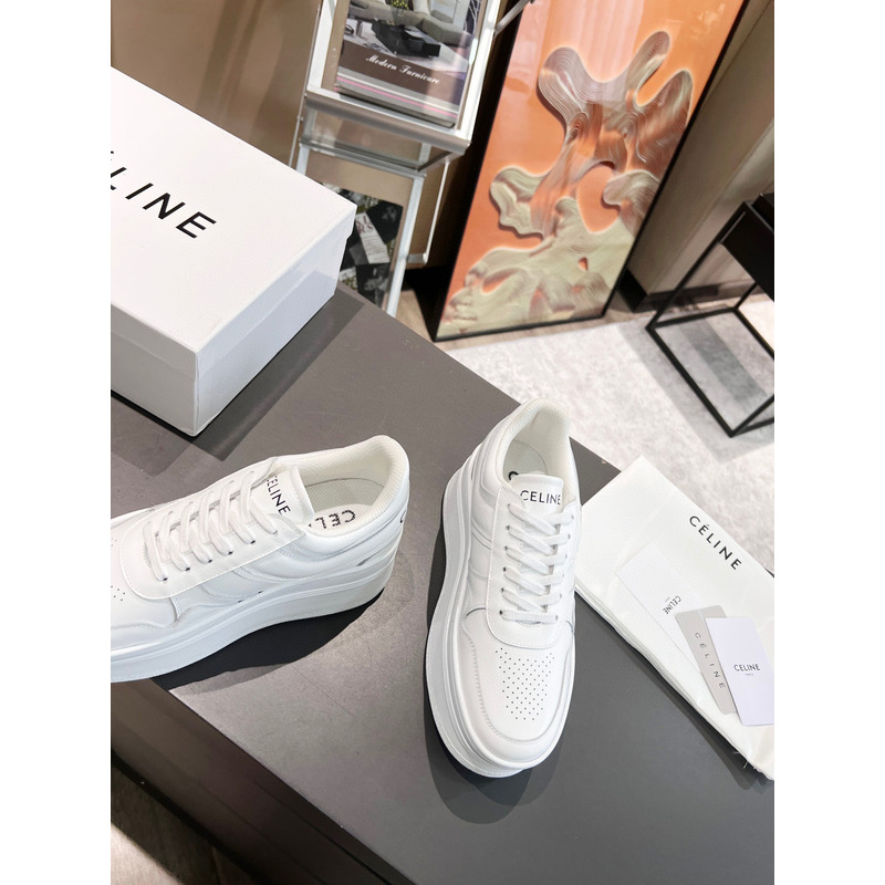 Ce**e  block sneakers with wedge outsole in calfskin optic white