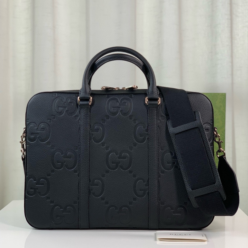 G*u*i jumbo gg leather briefcase black