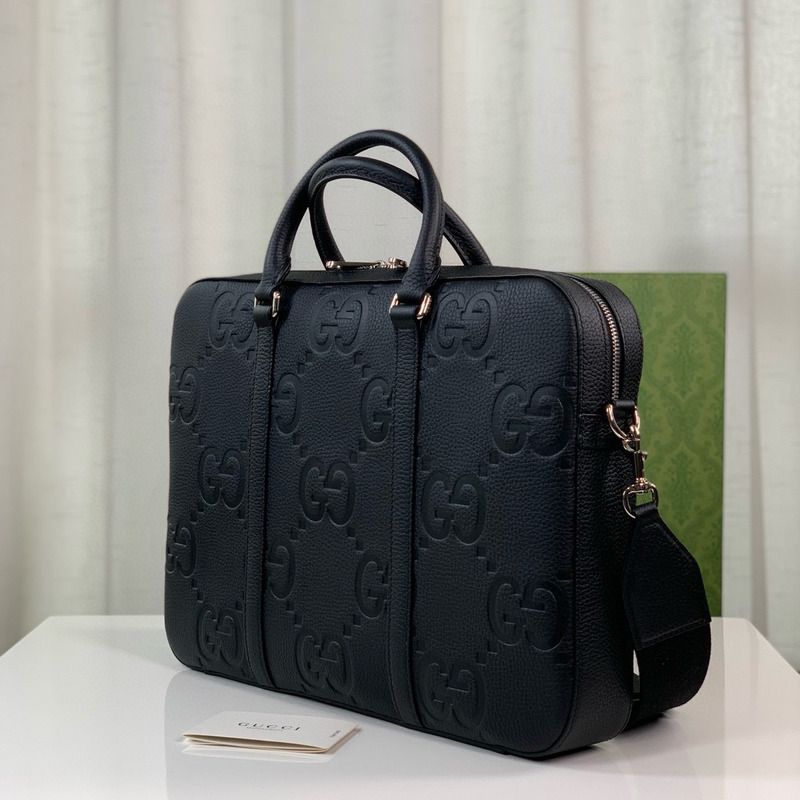 G*u*i jumbo gg leather briefcase black