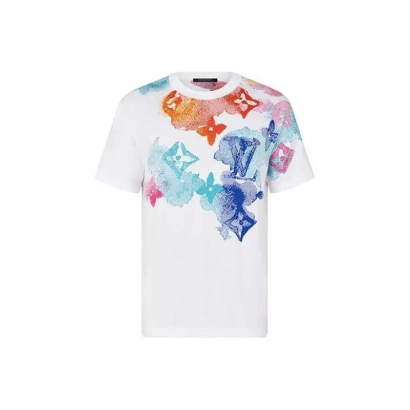 l**is V*t*n x virgil abloh watercolor monogram tee in white