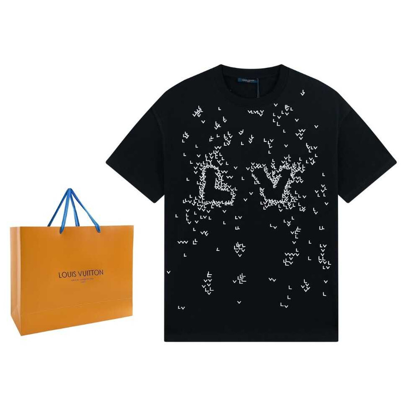 l**is V*t*n lv spread embroidery t-shirt black