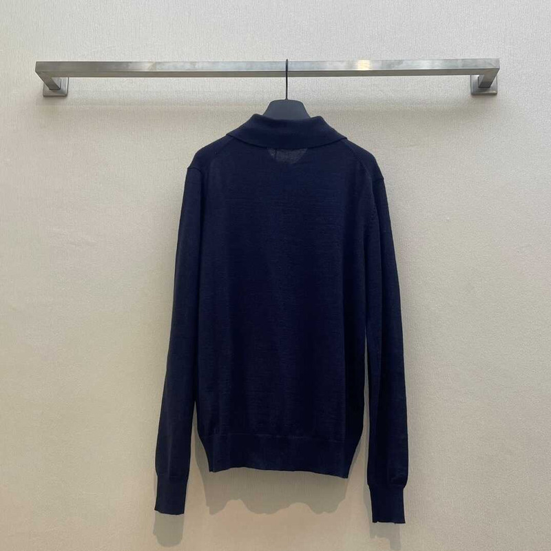 Miu Miu Wool Knit Polo Shirt Navy