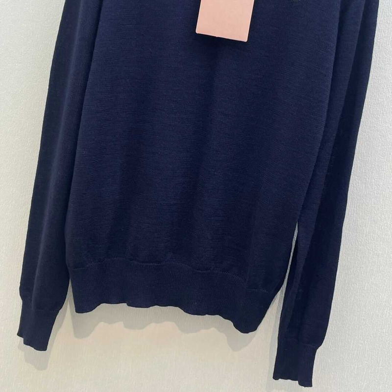 Miu Miu Wool Knit Polo Shirt Navy