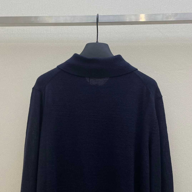 Miu Miu Wool Knit Polo Shirt Navy