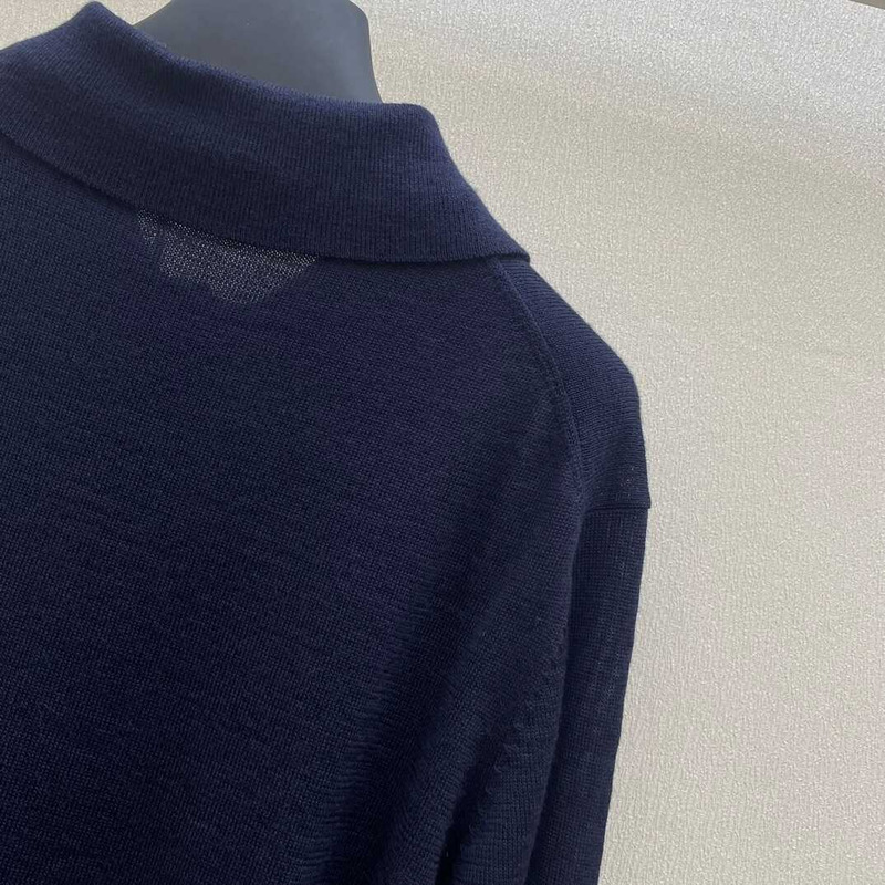 Miu Miu Wool Knit Polo Shirt Navy