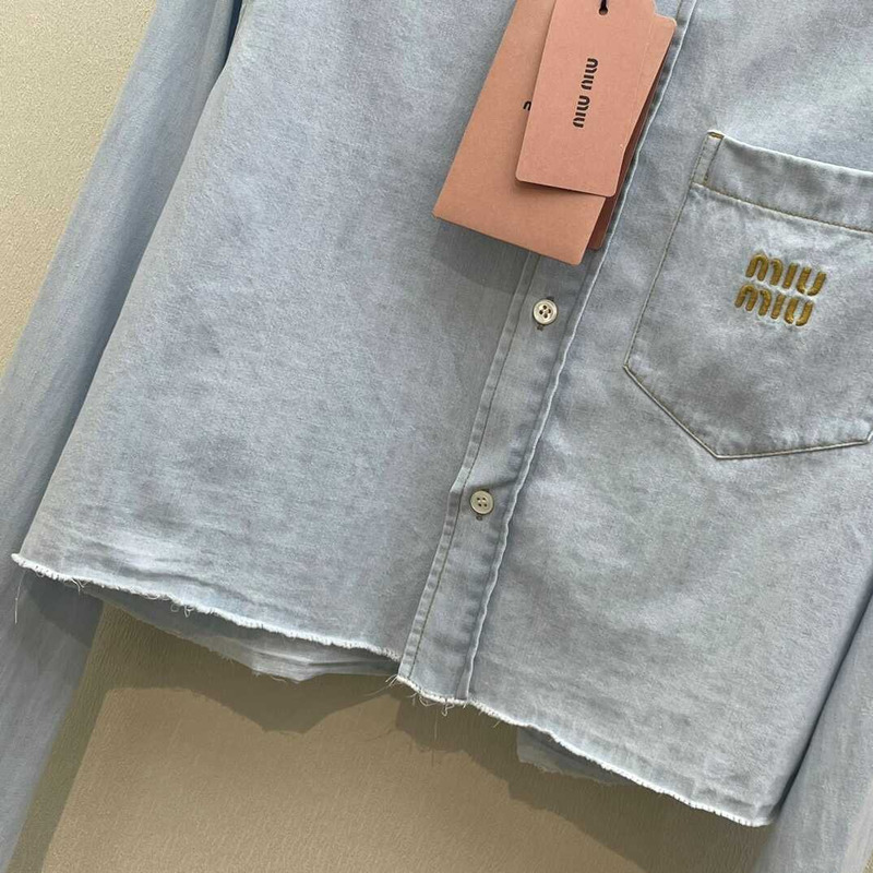 Miu Miu Denim Shirt Long Sleeves Blue