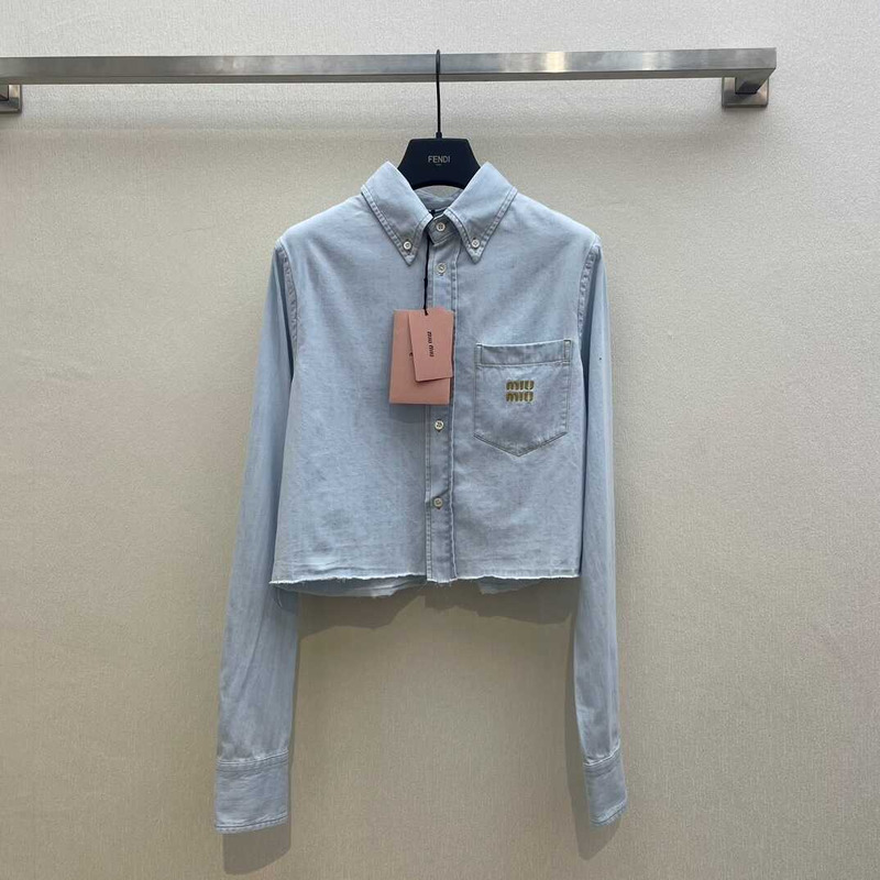 Miu Miu Denim Shirt Long Sleeves Blue