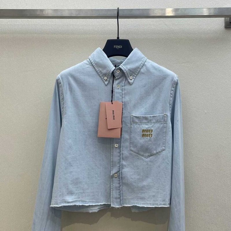 Miu Miu Denim Shirt Long Sleeves Blue