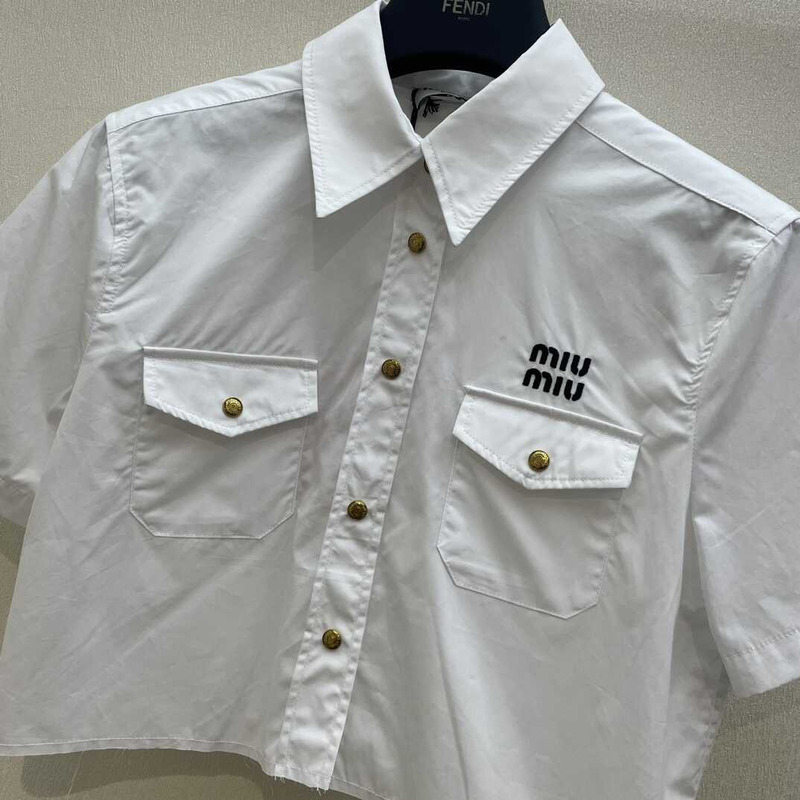 Miu Miu Cropped Shirt White