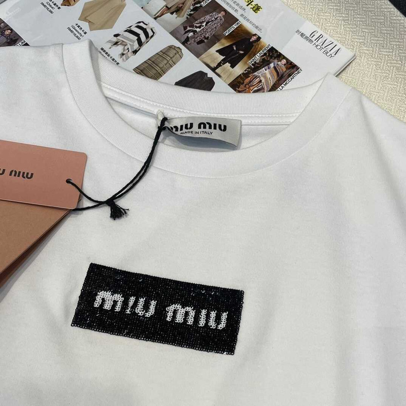 Miu Miu Cotton T-Shirt White