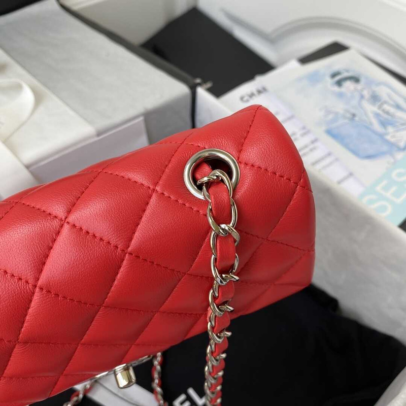 Ch*el mini classic flap lambskin red