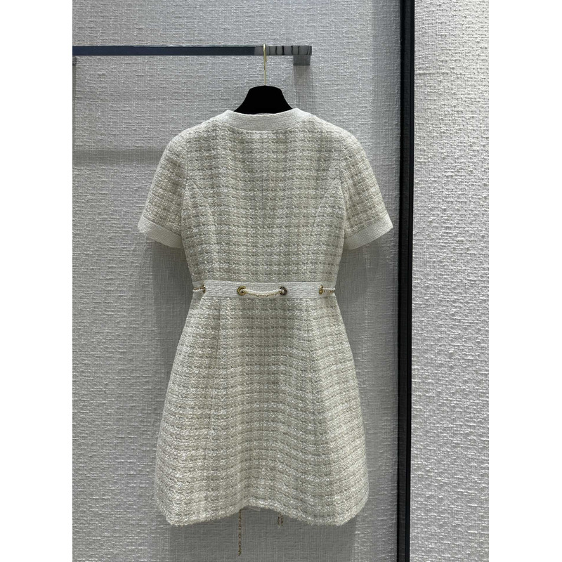 Ch*el tweed dress white