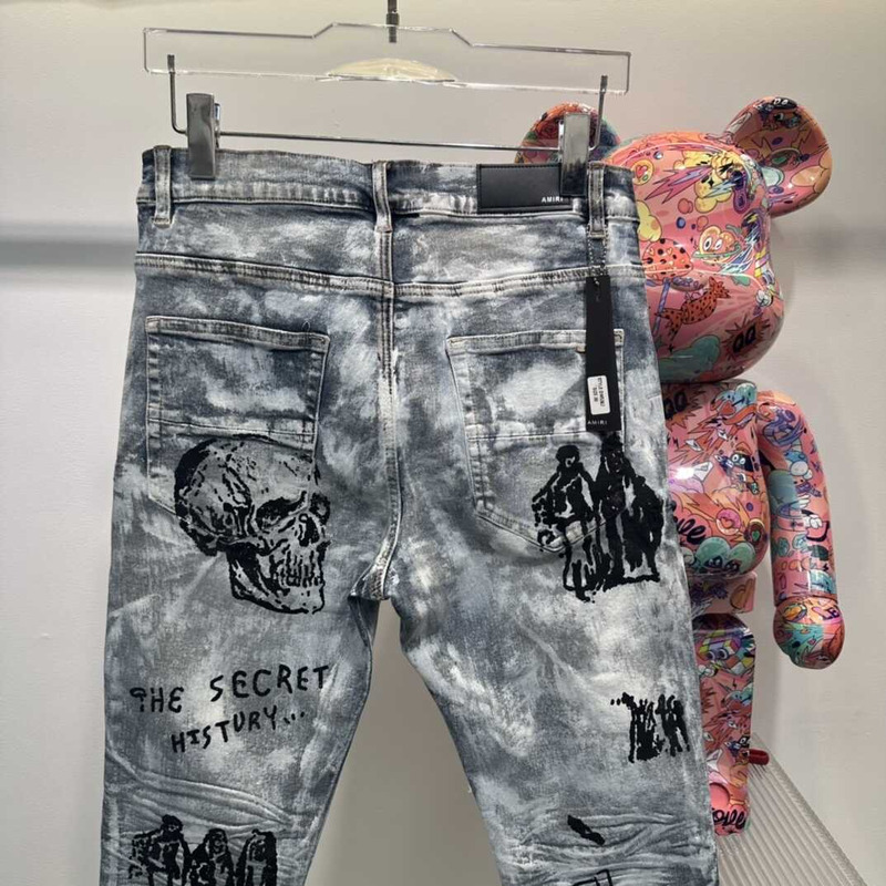 Amiri x Wes Lang Painted Sketch Indigo Skinny Jeans