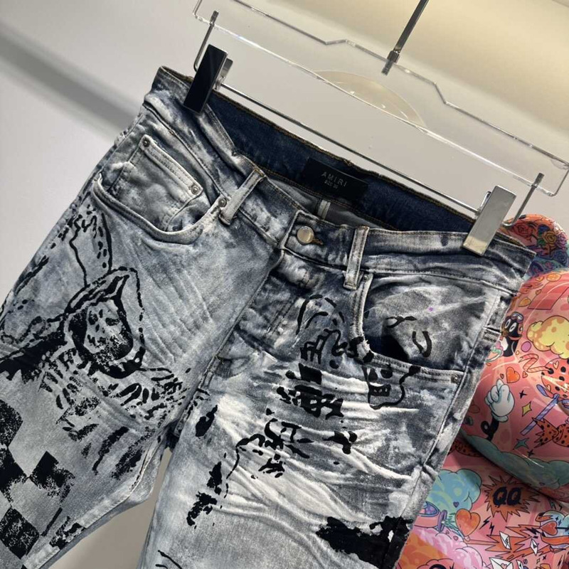 Amiri x Wes Lang Painted Sketch Indigo Skinny Jeans