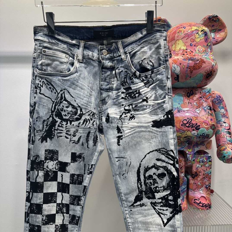 Amiri x Wes Lang Painted Sketch Indigo Skinny Jeans