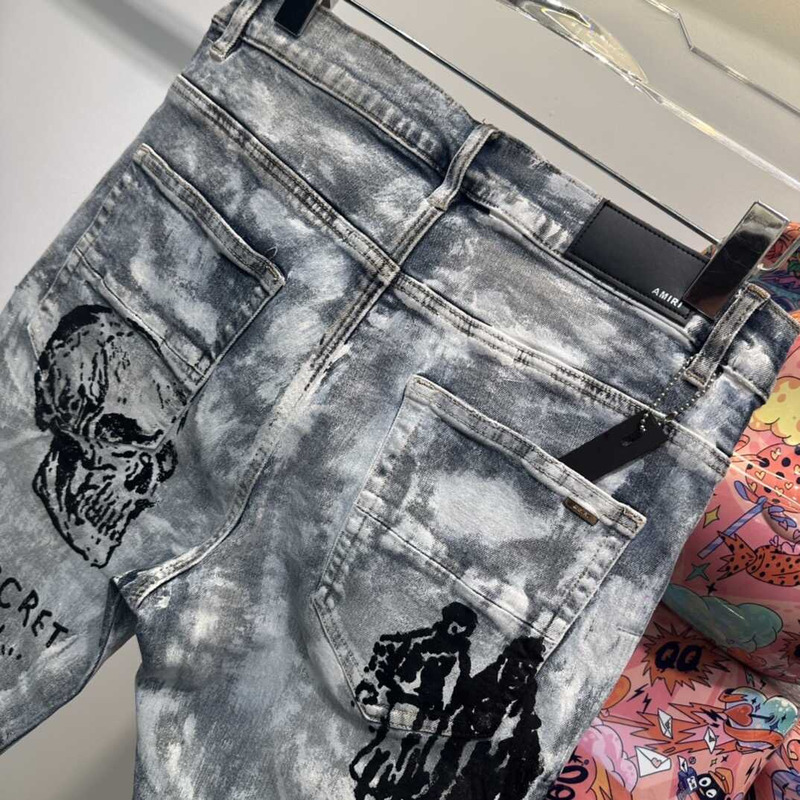 Amiri x Wes Lang Painted Sketch Indigo Skinny Jeans