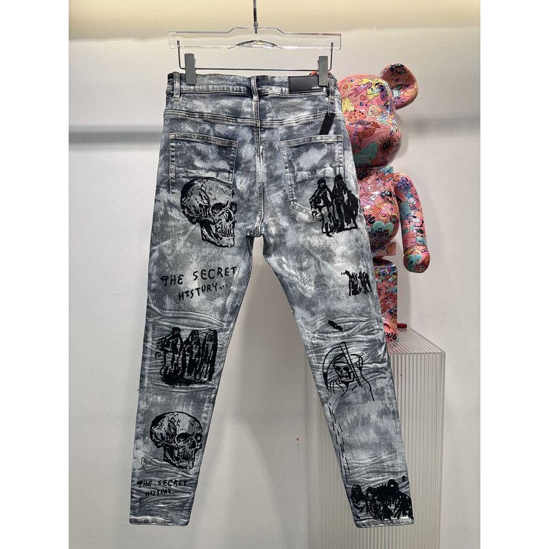 Amiri x Wes Lang Painted Sketch Indigo Skinny Jeans