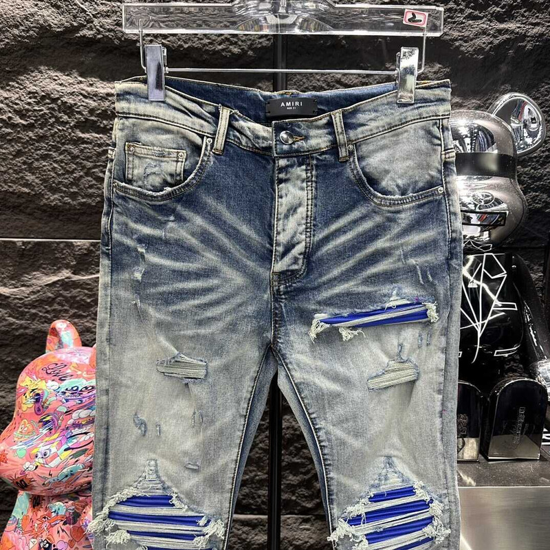 Amiri MX1 Suede Jeans Blue