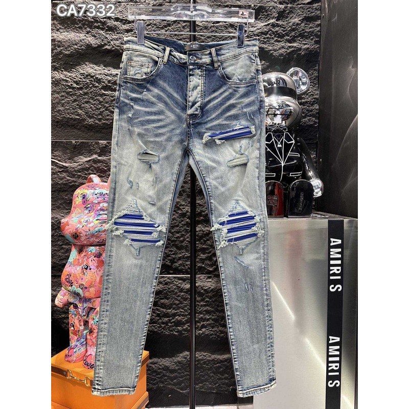 Amiri MX1 Suede Jeans Blue