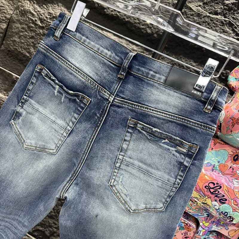 Amiri Distressed Skinny Jeans Blue