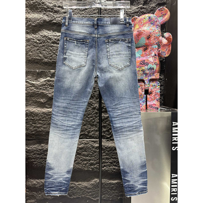 Amiri Distressed Skinny Jeans Blue