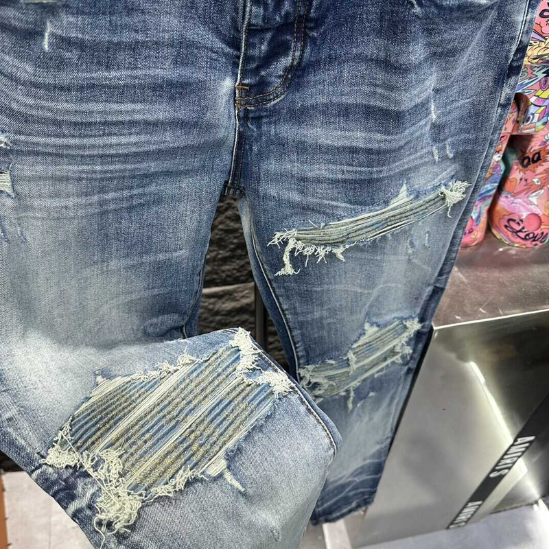 Amiri Distressed Skinny Jeans Blue