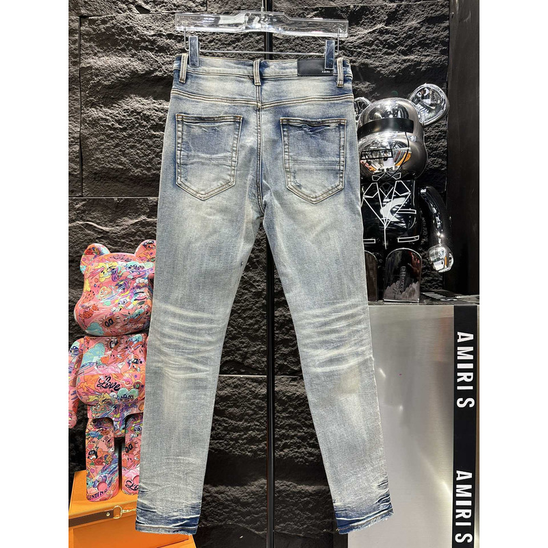 Amiri Distressed Skinny Jeans Blue