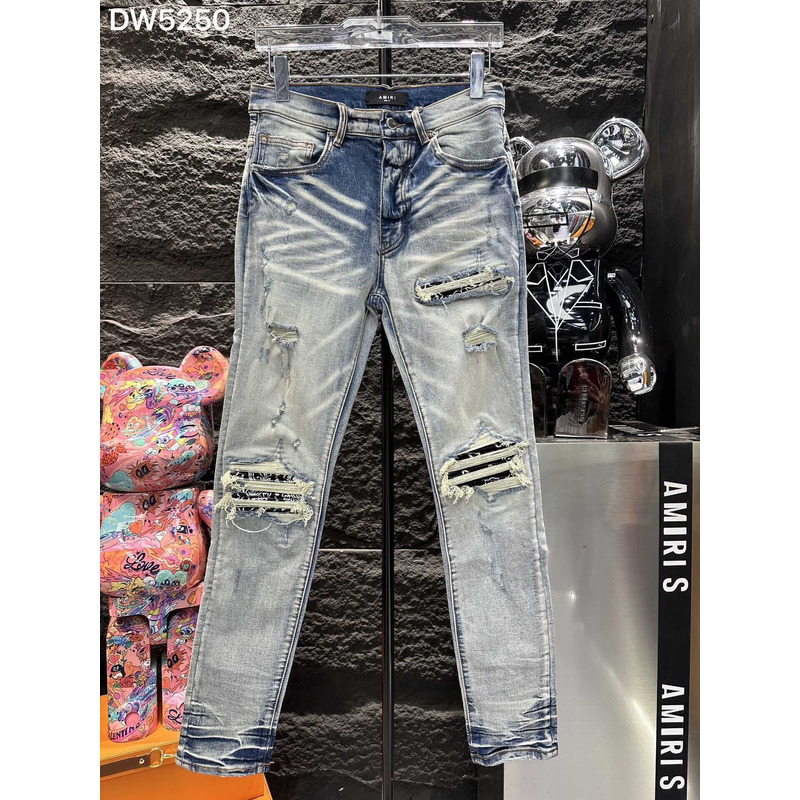 Amiri Distressed Skinny Jeans Blue