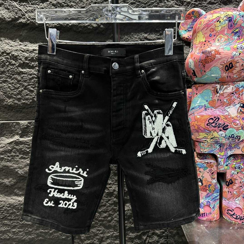 Amiri Demim Printed Shorts Black