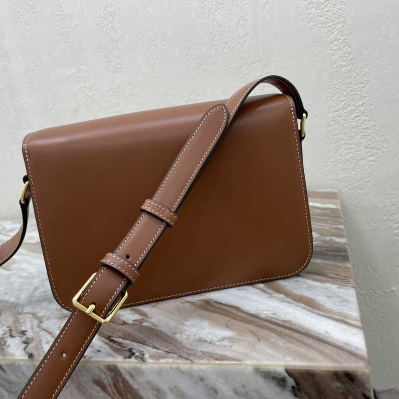 Ce**e classique triomphe bag in shiny calfskin brown