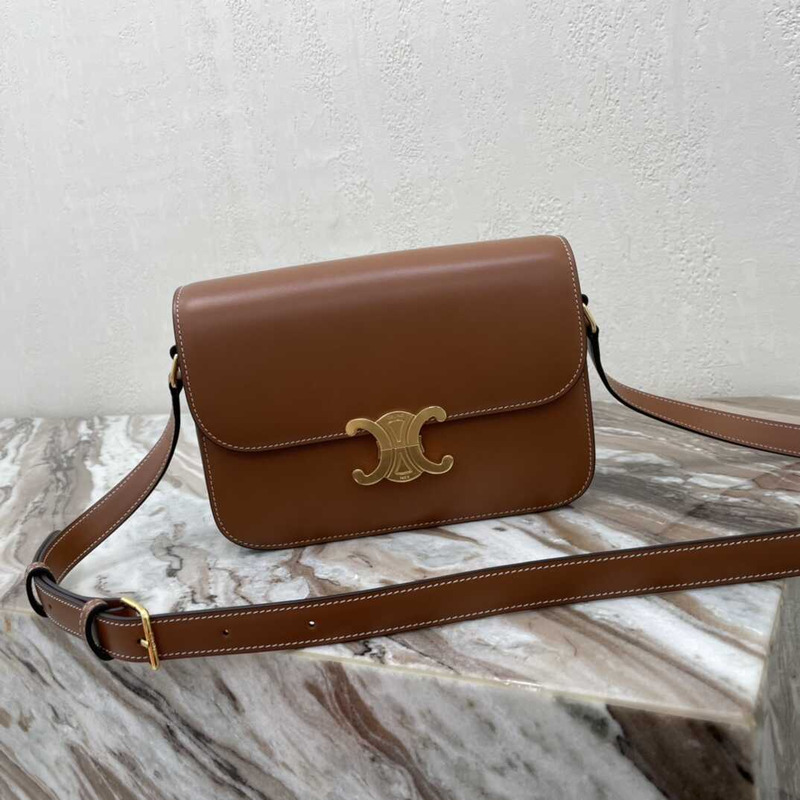 Ce**e classique triomphe bag in shiny calfskin brown