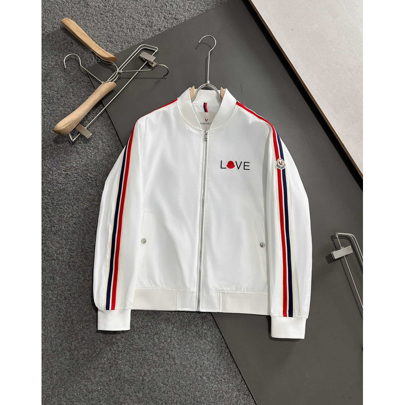 Moncler Stripe-Detail Zip-Up Sweatshirt White