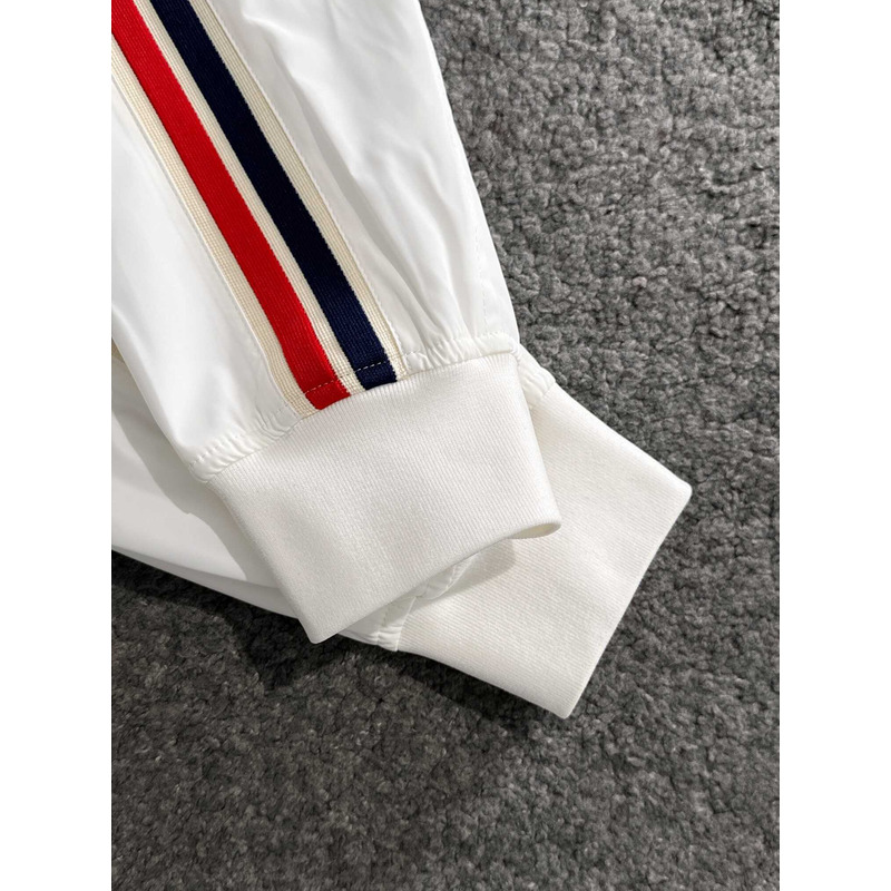 Moncler Stripe-Detail Zip-Up Sweatshirt White