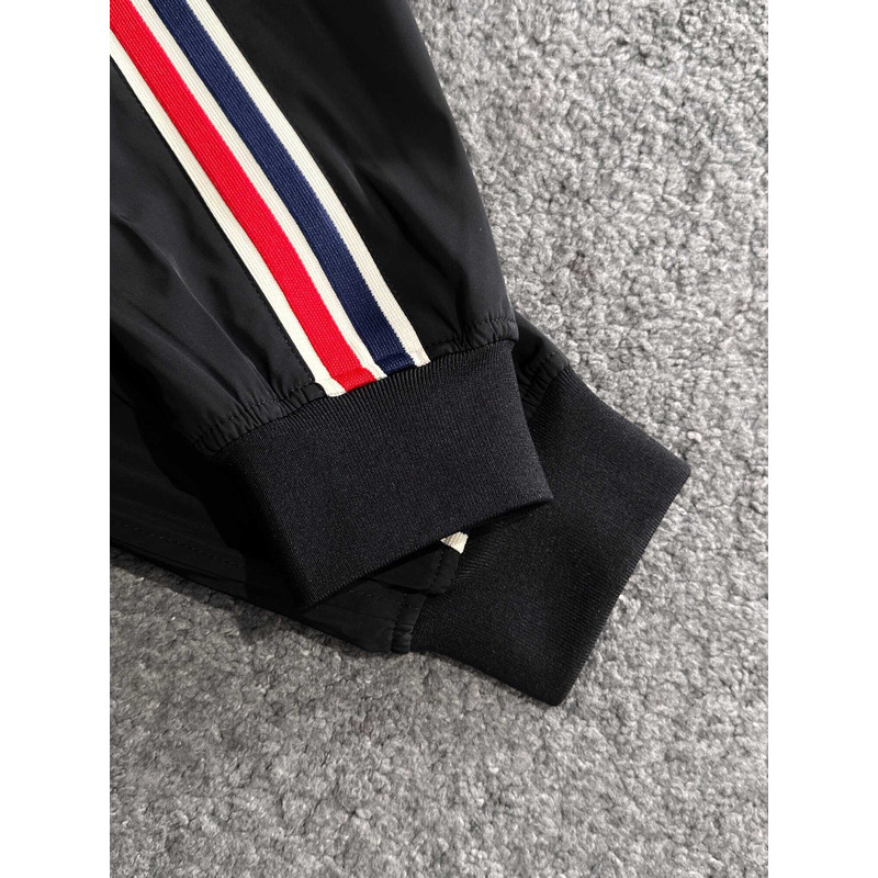 Moncler Stripe-Detail Zip-Up Sweatshirt Navy Blue