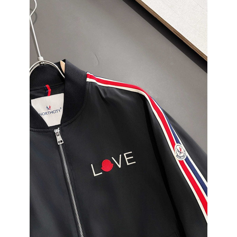 Moncler Stripe-Detail Zip-Up Sweatshirt Navy Blue