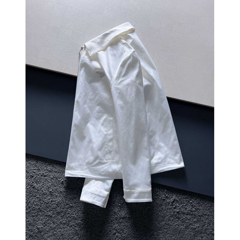 Pra*a bull denim blouson jacket white