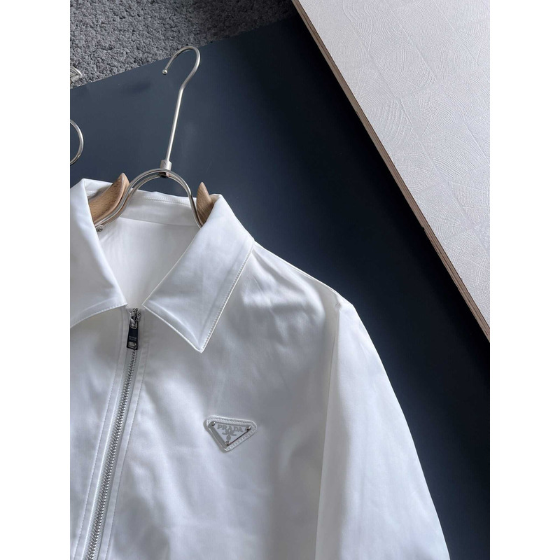 Pra*a bull denim blouson jacket white