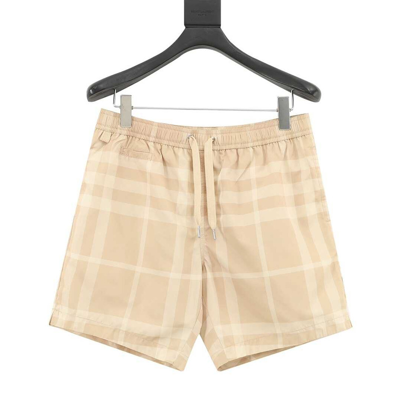 B**rry check drawcord swim shorts in beige