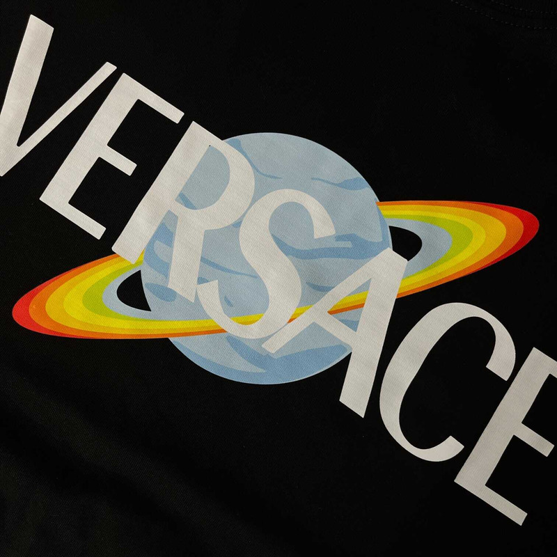 Versace Logo Print T-shirt Black